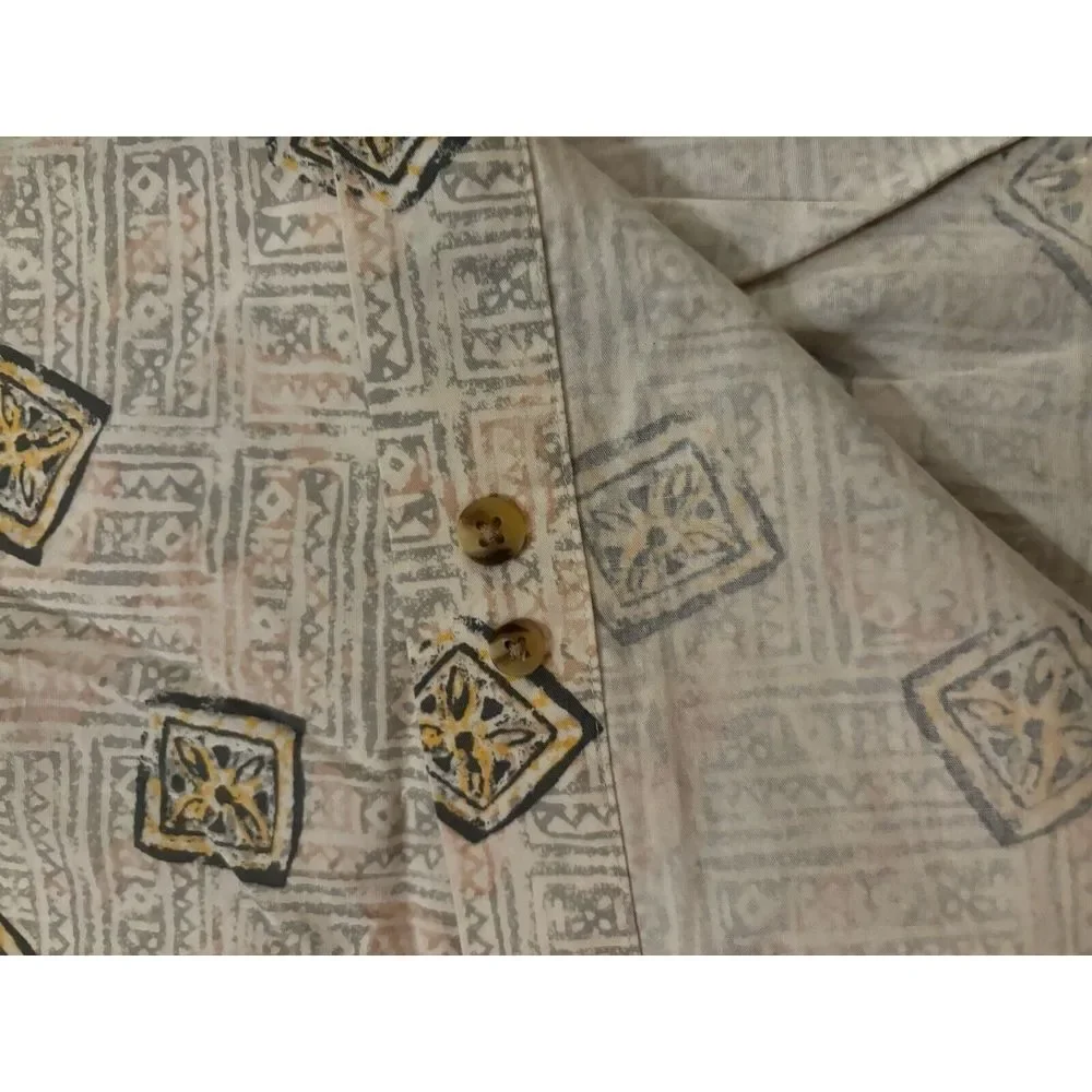Natural Issue Wrinkle Free Button Down Camp Shirt Mens Large Tall Geometric Trop